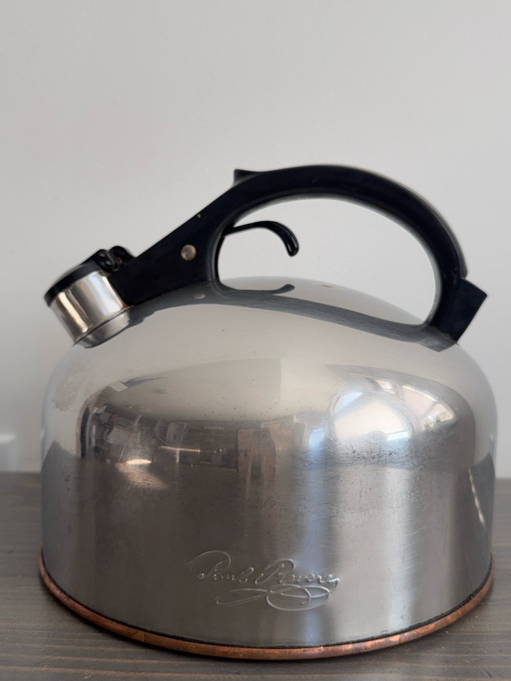 Vintage Paul Revere ware stainless steel kettle with copper bottom